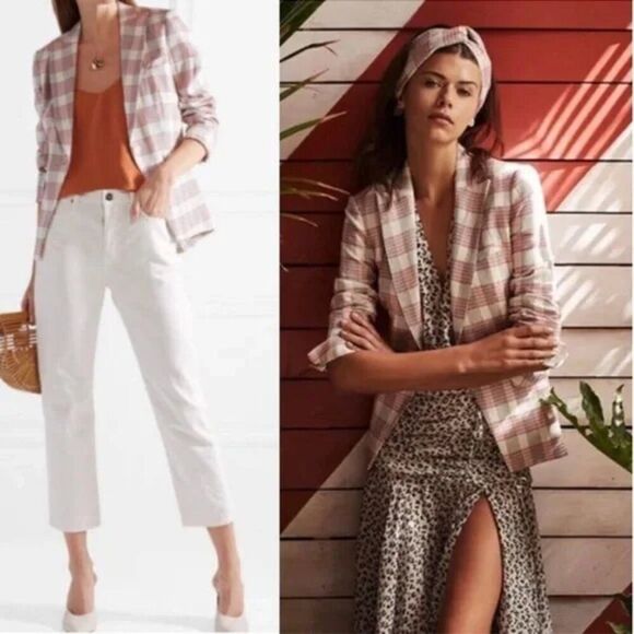 Veronica Beard Khan One Button Pink Plaid Check Blazer Jacket - Picture 14 of 14